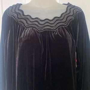 Rafaella Velvet Poet Sleeve Lace Collar Top